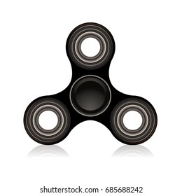 A black fidget spinner hand toy isolated on a white background illustration. Vector EPS 10 available.