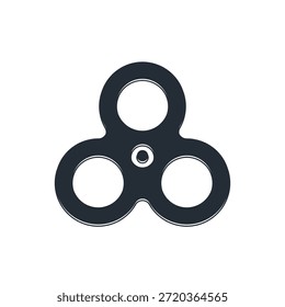 Schwarzes Fidget-Spinner-Symbol einzeln auf weißem Hintergrund. Stressabbauendes Spielzeug. Trendy Handspinner.  Vektorgrafik