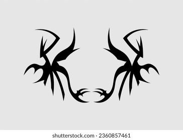 Black and fierce tribal dragon horn tattoo