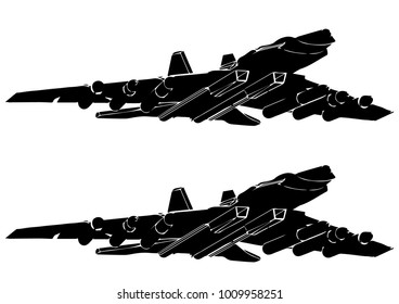 Black fighter on white background, vector image