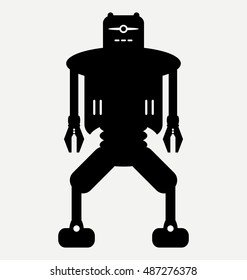 black fighter robot icon, flat design style
