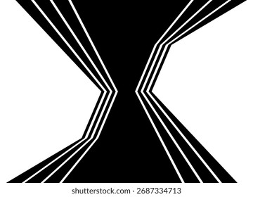 Figura preta de linhas quebradas em um fundo branco. Padrão de vetor. Elemento de design para capas, embalagem, interior, publicidade, cartazes. Plano de fundo listrado dividido moderno