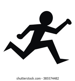 black figure, jogging, running man,vector icon