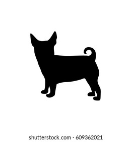 black figure small dog animal vector illustration