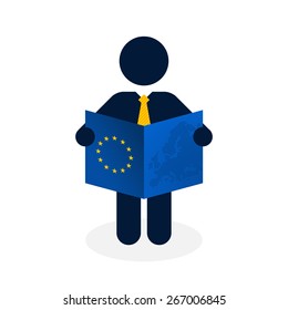 black figure with a yellow tie and blue European Paper