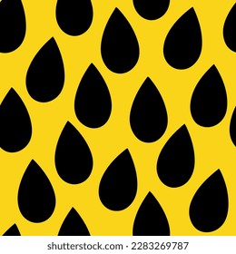Black figures in the form of a drop on a yellow background. Seamless vector background.