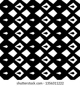 Black figures on white background. Ethnic wallpaper. Seamless surface pattern design with rhombuses, kites ornament. Polygons motif. Digital paper for textile print, web designing. Vector