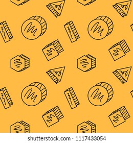 Black figures on yellow background