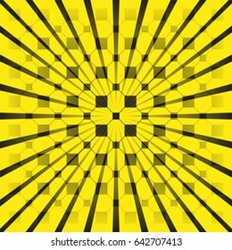 Black figures on a yellow background. Abstract composition. Vector illustration.
