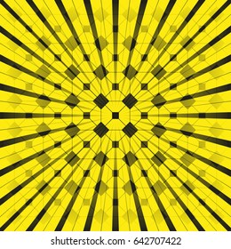 Black figures on a yellow background. Abstract composition. Vector illustration.