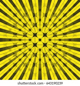 Black figures on a yellow background. Abstract composition. Vector illustration.