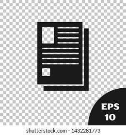 Black File document icon isolated on transparent background. Checklist icon. Business concept.  Vector Illustration