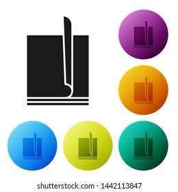 Black File document icon isolated on white background. Checklist icon. Business concept. Set icons colorful circle buttons. Vector Illustration