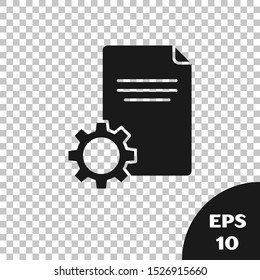 Black File document icon isolated on transparent background. Adjusting, service, setting, maintenance, repair, fixing.  Vector Illustration