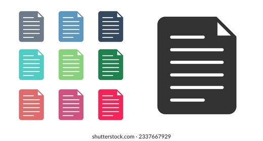 Black File document icon isolated on white background. Checklist icon. Business concept. Set icons colorful. Vector