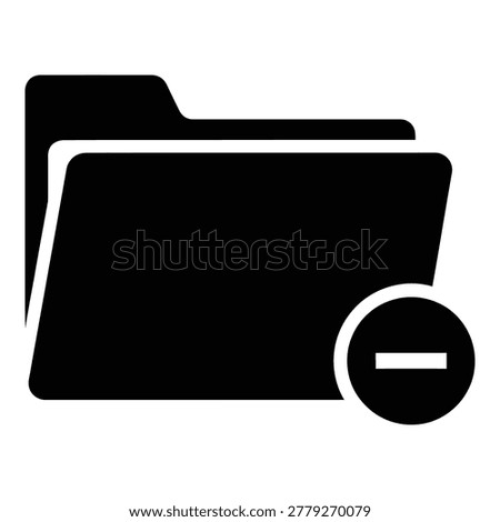 Black file folder icon with a minus symbol indicating deletion or removal from a digital interface icon