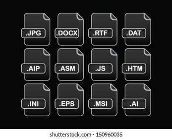 Black File Format Icons Set Vol 5