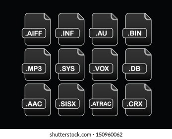 Black File Format Icons Set Vol 2 
