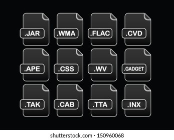 Black File Format Icons Set Vol 3