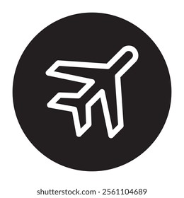 A black fill airplane mode icon, ideal for mobile interface design, settings menus, and communication-related projects. Clean and versatile design in vector format.