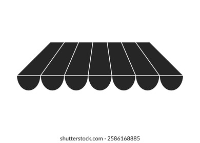 Black fill storefront awning for building facade in vector