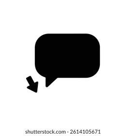 Black Filled Chat Bubble Icon With Down‑Left Tail