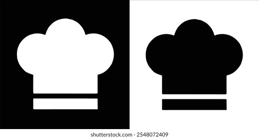 Black Filled Chef Icon Set - Simple Vector Design on Black and White Background 