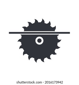 Black filled  circular saw vector icon isolated on white transparent background. Building and repair tool Symbol. Grinder 