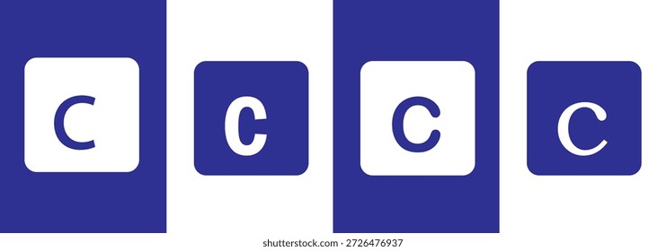 Símbolo de Derechos de autor relleno negro y Ilustración vectorial de signo de Derechos de autor delineado, ícono de Derechos de propiedad intelectual, diseño de Licencia creativa, concepto de protección legal, registro de Marca comercial 