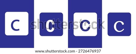 Black filled copyright symbol and outlined copyright sign vector illustration, intellectual property rights icon, creative license design, legal protection concept, trademark registration 