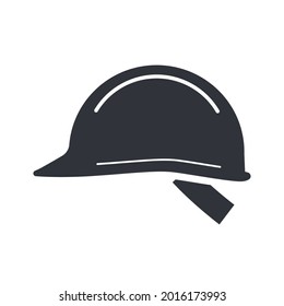 Black filled cunstruction helmet vector icon isolated on white transparent background. Building and repair tool Symbol. 