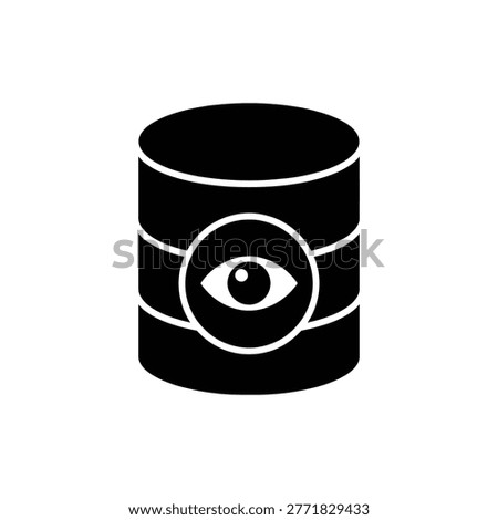 Black filled database icon representing visible data, open access, and display permissions.