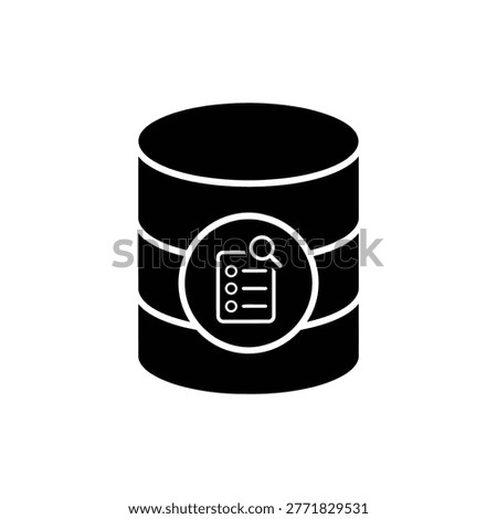 Black filled database icon representing indexing, optimized search, and faster query access.