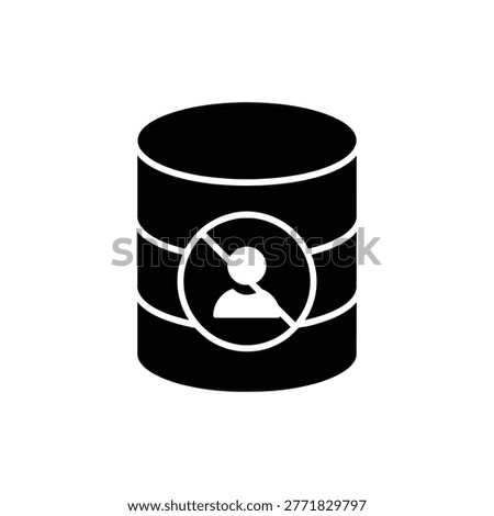 Black filled database icon representing blocked account access and user permission control.
