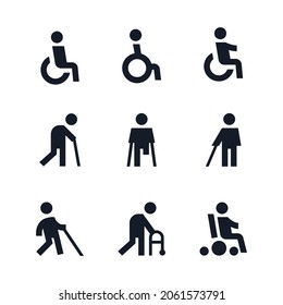 Black filled disabled icon design pack