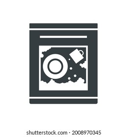 Icono vectorial del lavavajillas rellenado de negro aislado sobre fondo transparente blanco. Símbolo del aparato de cocina.