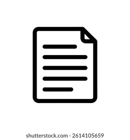 Black Filled Document Icon With Text Lines