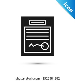 Black Filled form icon isolated on white background. File icon. Checklist icon. Business concept.  Vector Illustration