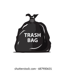 black filled garbage bag illustration, icon design, isolated on white background. 