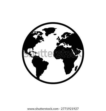 Black filled globe icon representing travel, world exploration, and global daily connections.