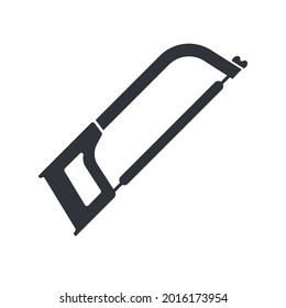 Black filled  hand saw vector icon isolated on white transparent background. Building and repair tool Symbol. 