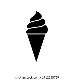 Black filled ice cream in a cone icon. Vector stock sign isolated on a white background