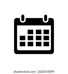 Black Filled Icon of Calendar with Multiple Events Representing Event Management