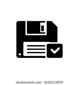 Black Filled Icon of Classic Floppy Disk Save File