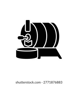 Black filled icon of coffee roasting drum symbol representing coffee roasting process and production.
