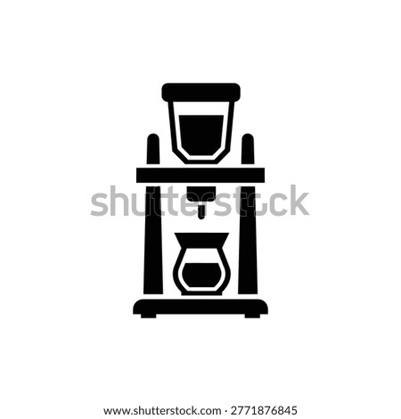 Black filled icon of cold brew drip tower used for slow extraction brewing method in specialty coffee.