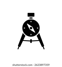 Black Filled Icon of Drawing Compass with Extended Legs - Design Tool