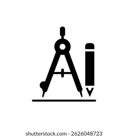Black Filled Icon of a Drawing Compass