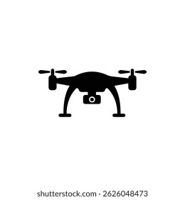 Black Filled Icon of a Drone with Visible Propellers