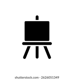 Black Filled Icon of an Easel Stand with Three-Leg Support